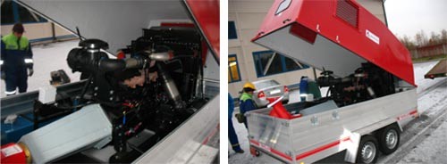 Пожарный насос Sisu Diesel в кожухе на колесном ходу